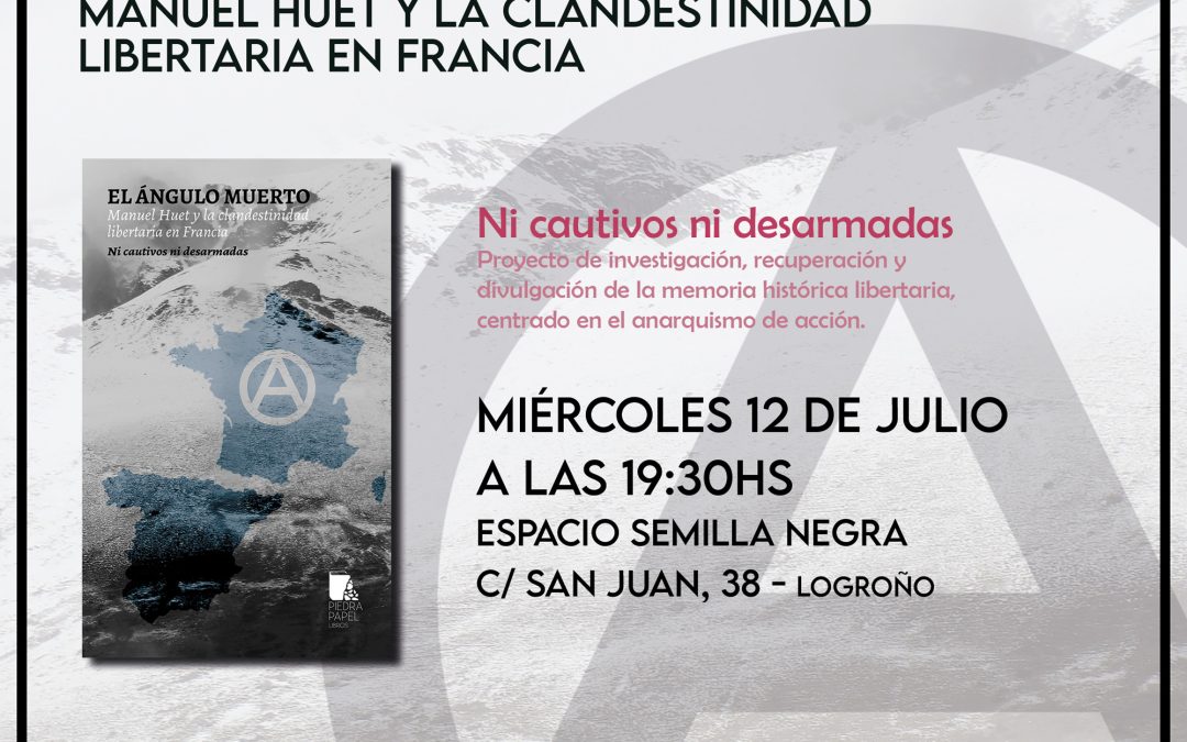 Presentación de ‘El ángulo muerto’, el 12 de julio en Logroño